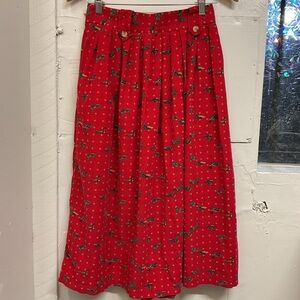 Westbound Vintage Red A-Line Skirt with Ducks